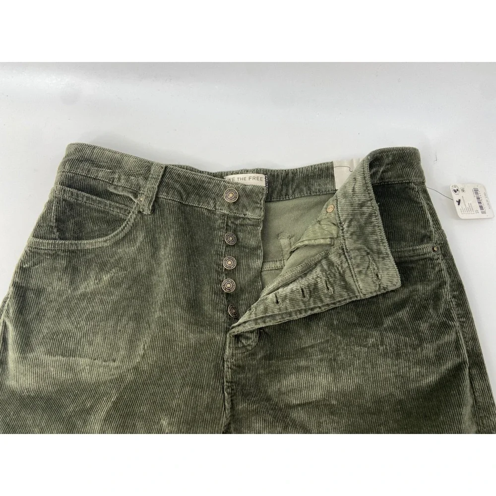 We The Free Pants Women 29 Moss Deep Trance Boyfriend Corduroy Barrel Leg